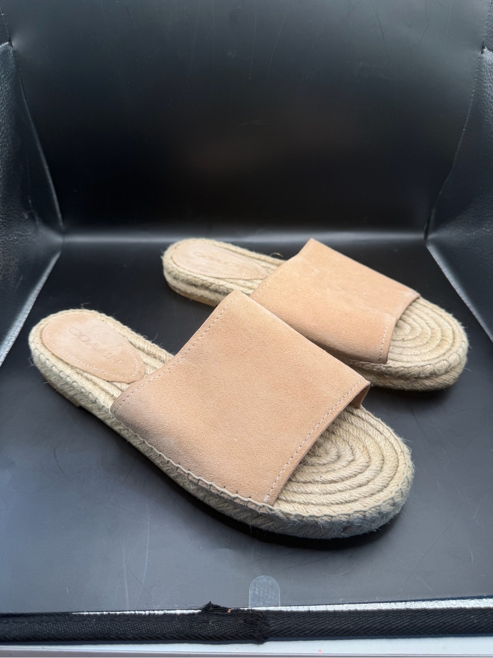 Coach Claudia Suede Espadrille Slide Sandals Beige Women’s Size 10B - Picture 3 of 9